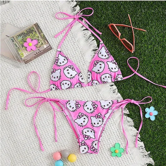 Hello Kitty Bikini Two Piece Pink Sexy Swimsuit